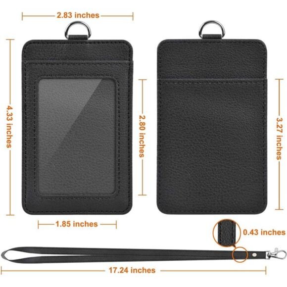 PU Leather ID Badge Holder, Life-Mate ID Badge Holder with 1 Clear ID Window 1 - Picture 5 of 7